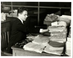 Clerk processes immigration paperwork, Ellis Island, 1930s. Source: United States Citizenship and Immigration Services History Office and Library. Clerk processes immigration paperwork, Ellis Island, 1930s. Source: United States Citizenship and Immigration Services History Office and Library.