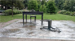 A memorial in the former Jewish neighborhood of Berlin to its former residents who tried to escape deportation. Photo by Amber Kalb.