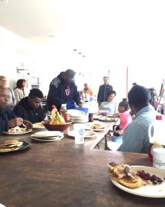 People eating pancakes