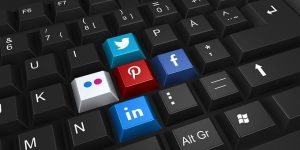 computer keyboard with social media keys
